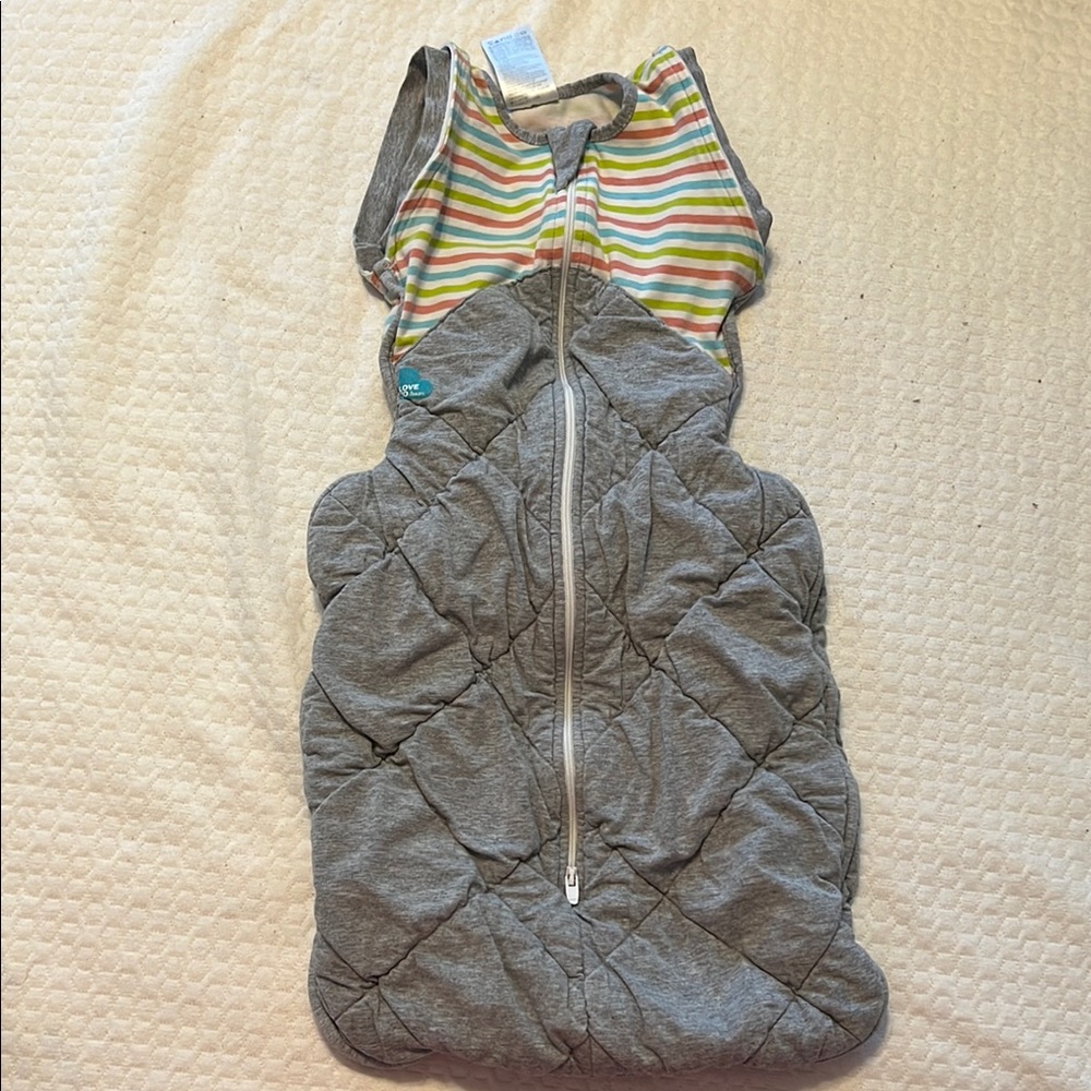 Gray and Striped Kids Sleeping Bag
